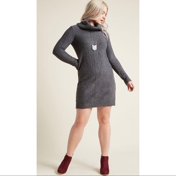 New ModCloth Gray Sweater Dress - Picture 1 of 7